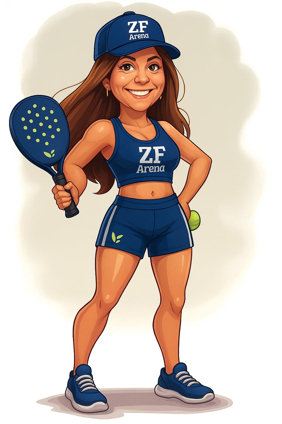 Zumpinha, mascote do ZF Arena, com raquete de pickleball